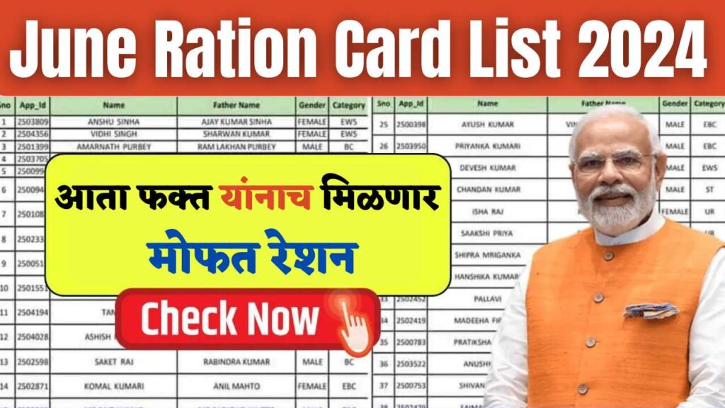 June Ration Card List 2024