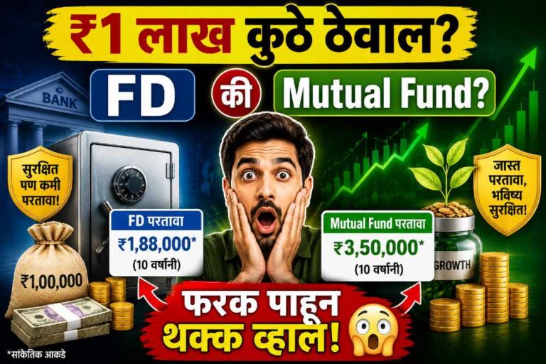 “₹1 लाख कुठे ठेवाल?” “FD की Mutual Fund?” “फरक पाहून थक्क व्हाल!”